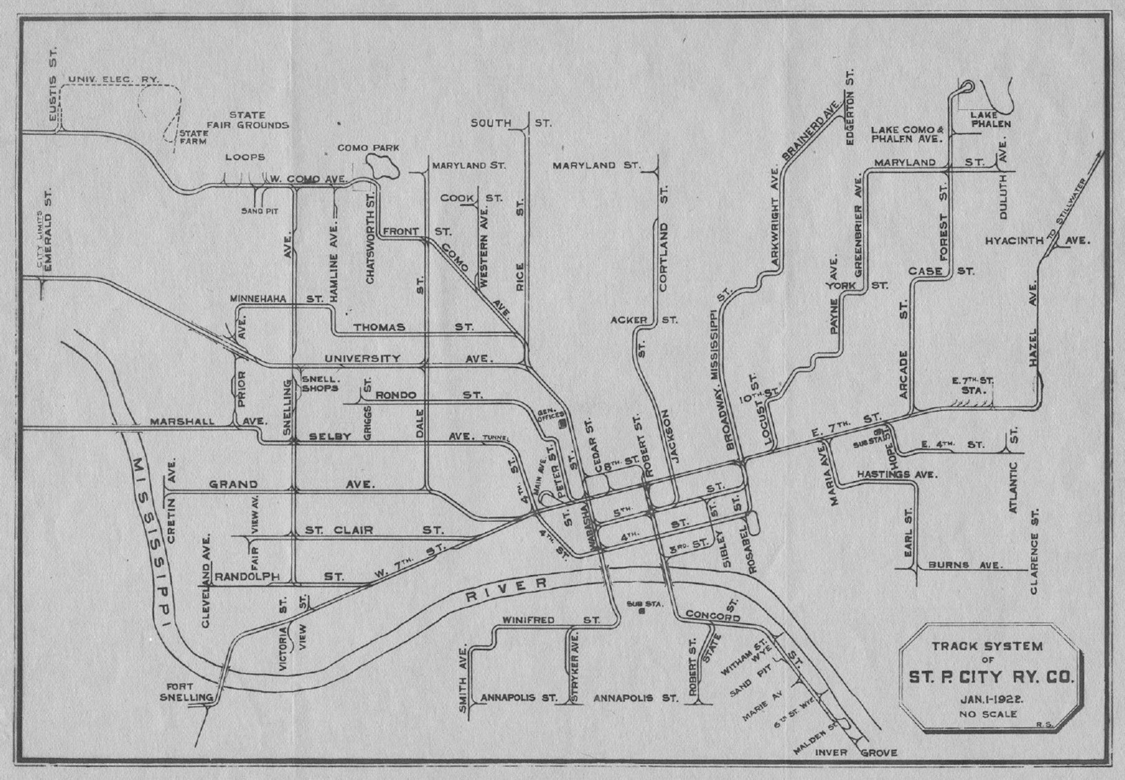 Antique Street City Map St. Paul, Minnesota, USA Stock Photo by