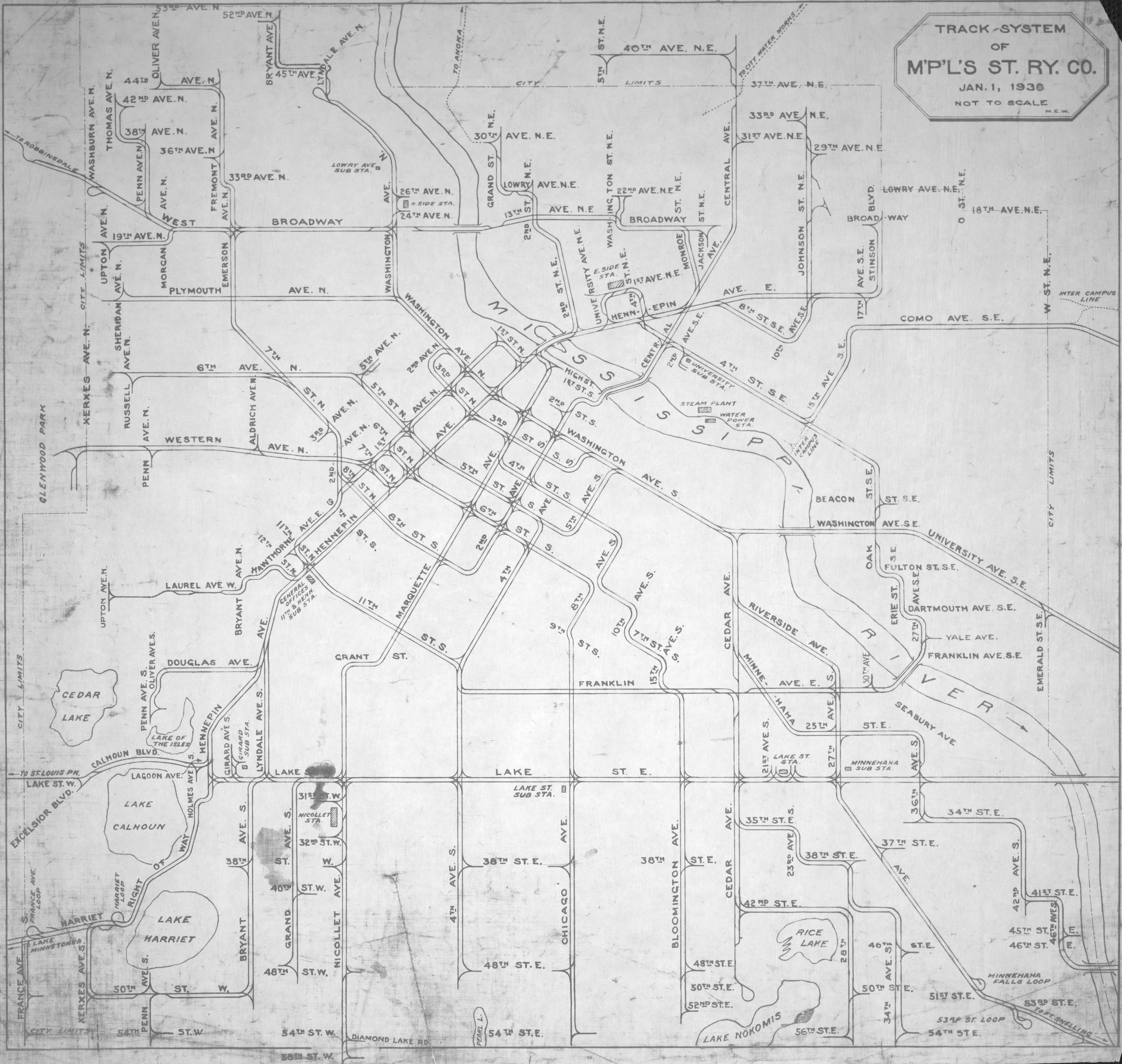 Antique Street City Map St. Paul, Minnesota, USA Stock Photo by